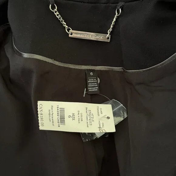 NWT! White House Black Market blazer size 6 sparkly tweed wool plaid jacket - Picture 9 of 12